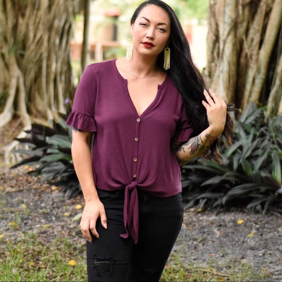 The House Of Gentry Tops - Plum Button Down Top
